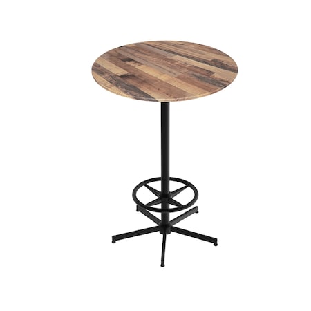 Holland Bar Stool Co 42 Tall OD216 Black Table Base w36 Diameter Rustic Top, IndoorOutdoor OD21642BWODS36RRustic